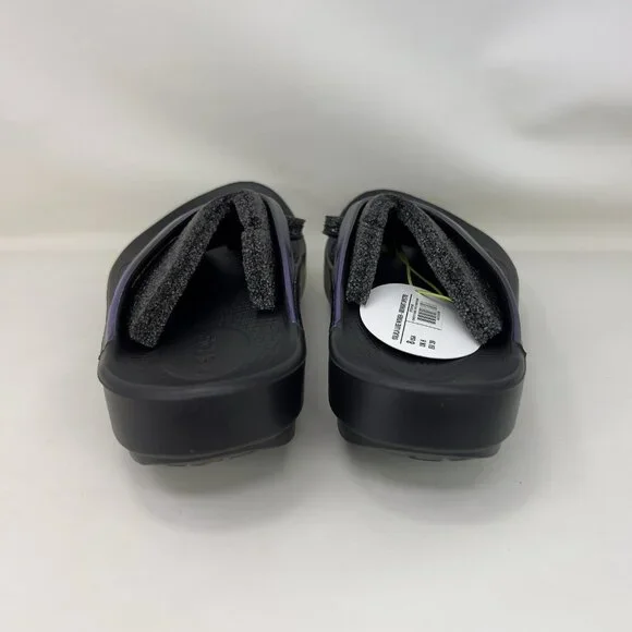 Oofos Oolala Comfort Recovery Slide Sandals Black Iridescent Women's Size 8 - Picture 4 of 8